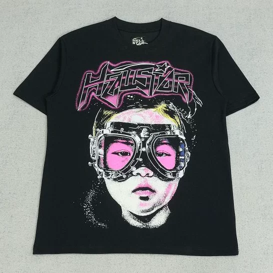He Short-Sleeved Pink Glasses Print Q426