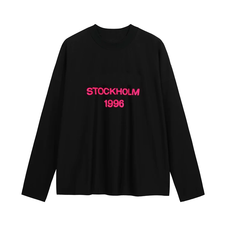 Digital letter plush long sleeved T-shirt 8266