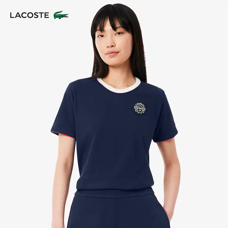 Lacoste French Crocodile Women's Clothing 25 Spring New arrival Tennis Print silm Round Neck T-Shirt | Tf8640