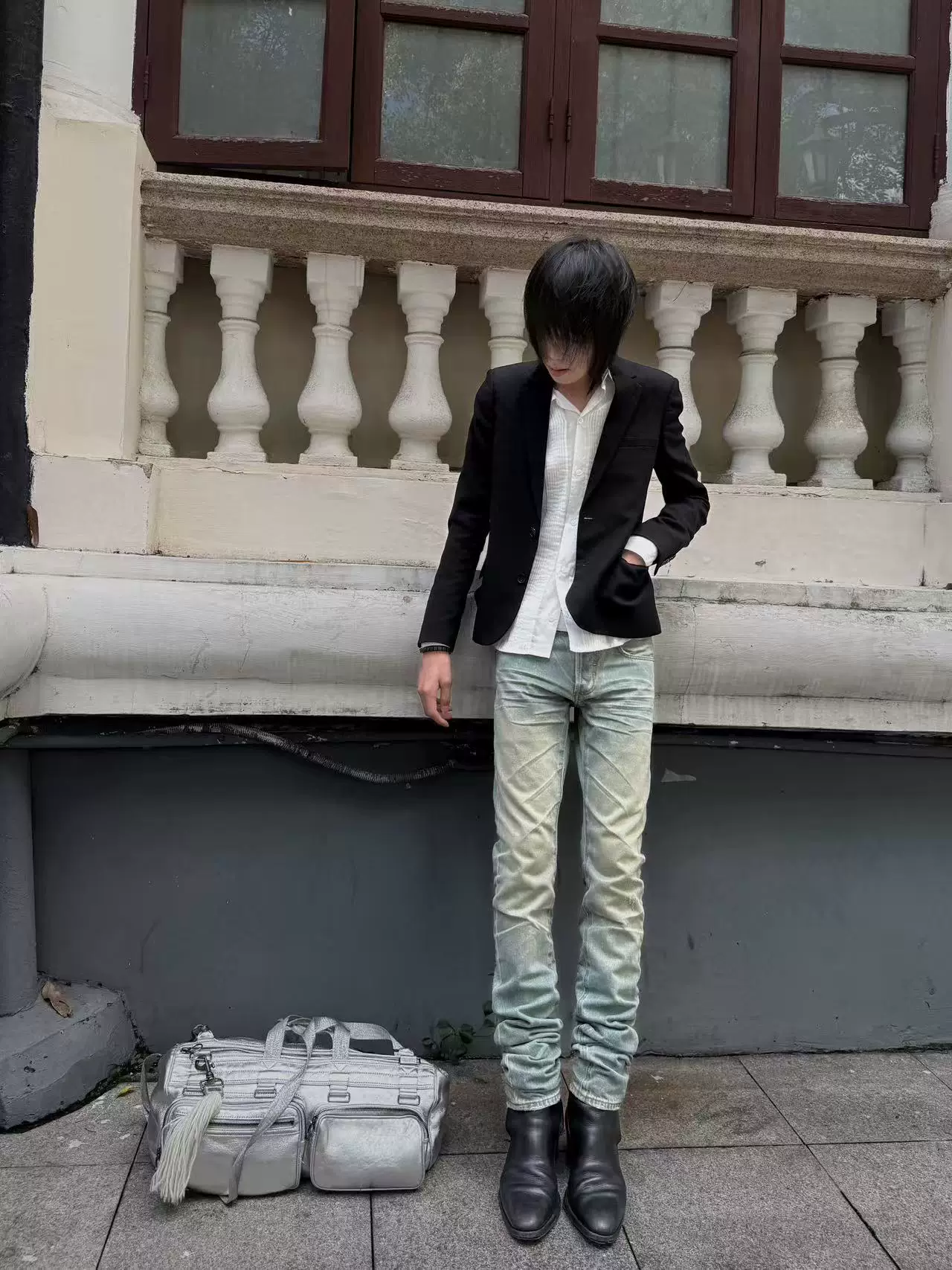 Dh 04Ss Ice Blue Jeans Ice Blue Washed Distressed Straight-Leg Skinny Jeans