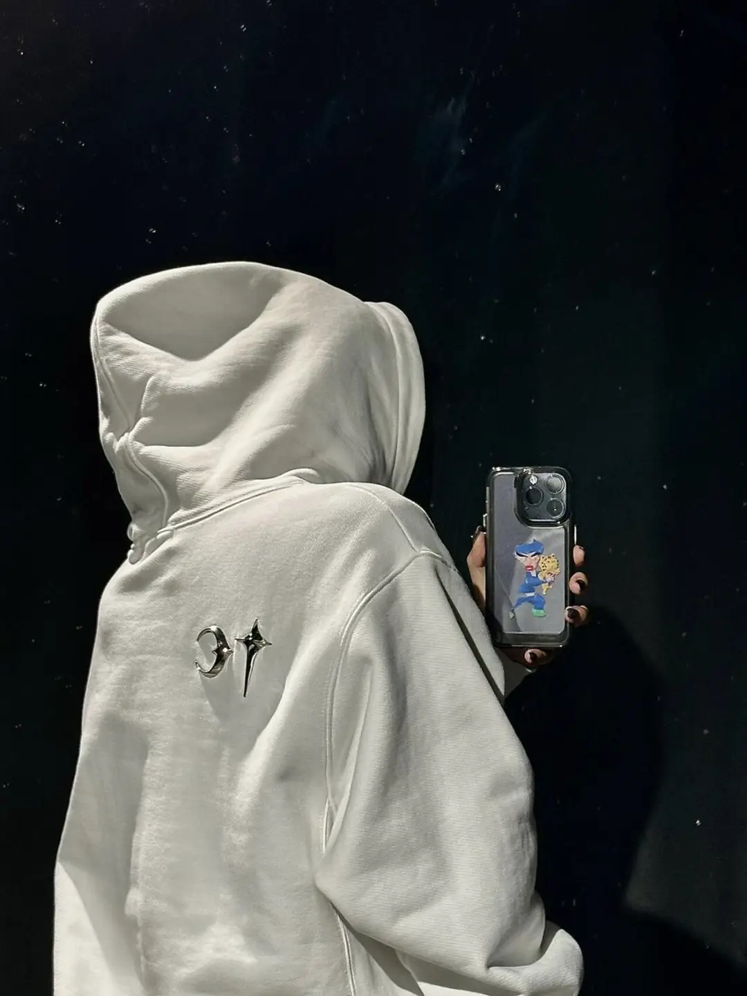 Correct Thug club Heavyweight Classic Star and Moon Silver Hardware Llogo Basic Solid Color Peplum Hooded Sweatshirt