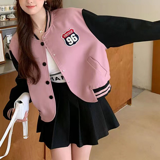 Cross-Border Temu Shein Amazon Baseball Uniform Preppy Style Korean Style Printed Personalized Handsome Jacket