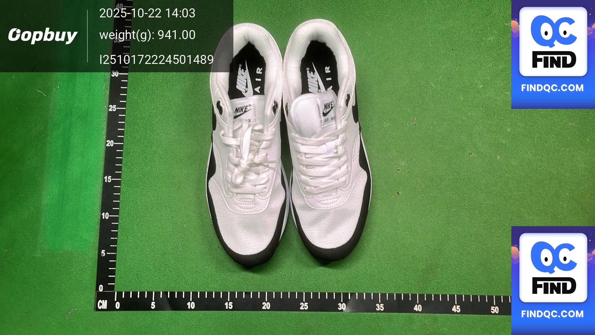 Nike Air Max 1 White Black QC