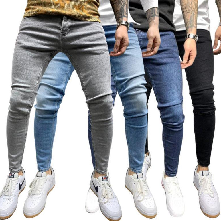 Cross-border European and American eBay AliExpress wish Badge Men's Jeans Embroidered Ripped Foot Beef Pants S-4XL