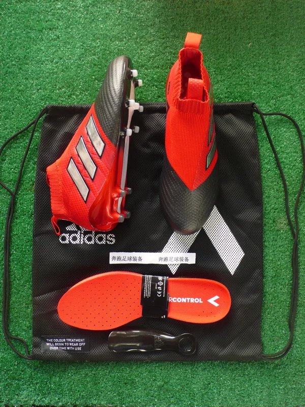 现货 Adidas Ace 17+ Purecontrol FG足球鞋 BB4314 红色警戒