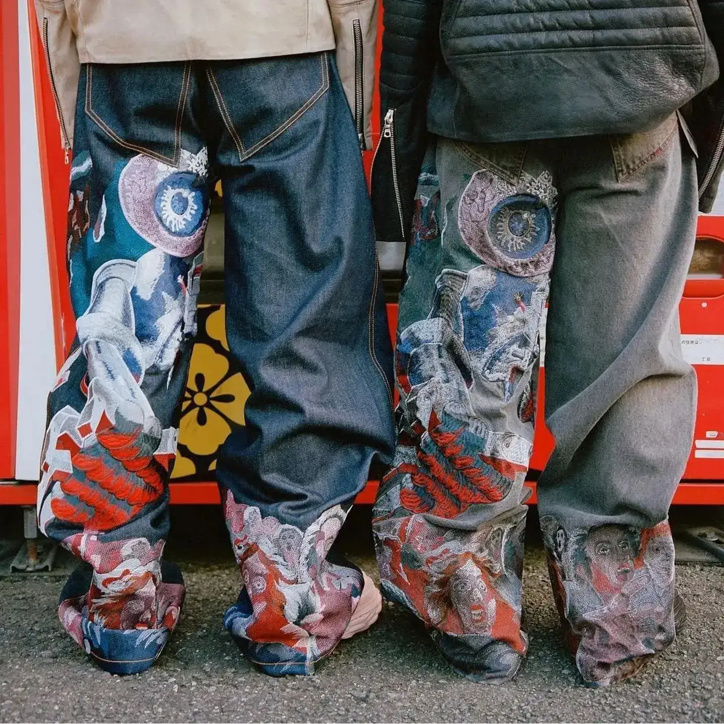 Hip Hop Punk Embroidery Printed Baggy Jeans Y2k Jeans Men He