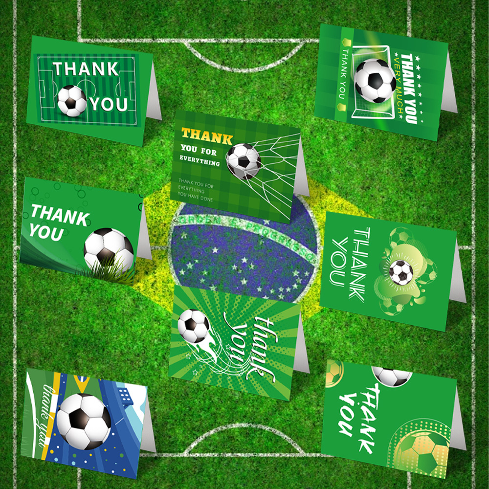 Cross-border Hot Selling Green Field Soccer World Cup Game Theme Greeting Card Envelope suit Party Invitation Thank You Card