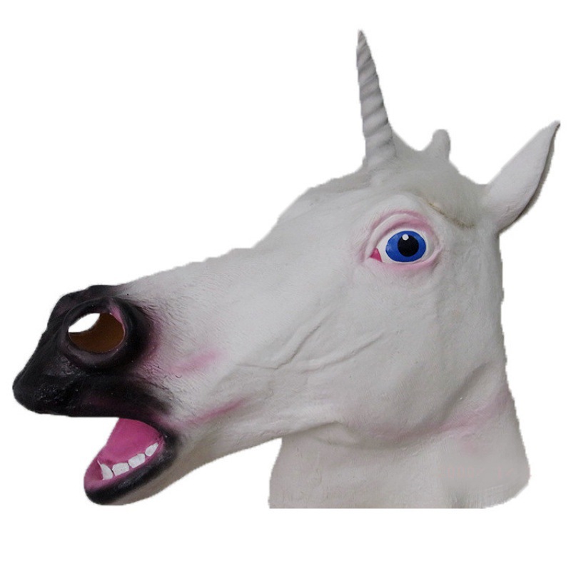 Halloween unicorn mask horse head mask latex dog horse head cover entertainment party animal performance props