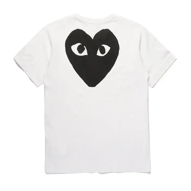 HEYPLAY Japanese Tide brand peach heart T-shirt men's and women's cotton round collar short sleeve gray back big black heart