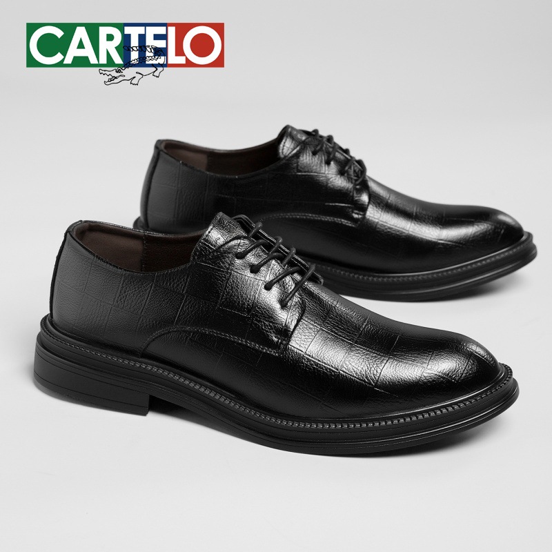 Cardile Crocodile Men's Leather Shoes Wedding Groom Winter Velvet Genuine Leather Derby Shoes Heightening Formal Business Men's Shoes