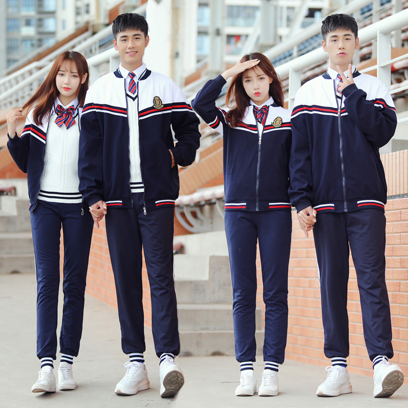 Middle School Uniform Suit College Style Class Suit Autumn Junior High School Students and Primary School Students Velvet Baseball Suit Sportswear 859