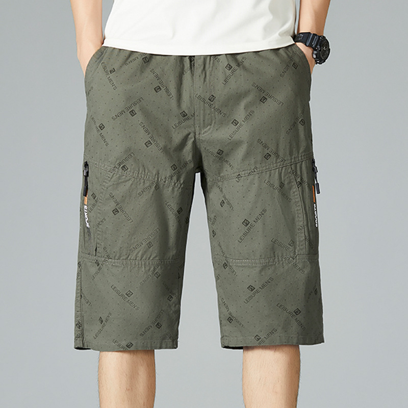 2026 Summer New Army Green Camouflage Shorts Men's Summer Workwear Pants Trendy Brand Plus Size Casual Three-Quarter Pants