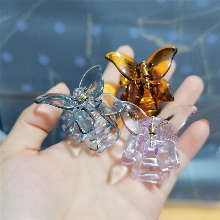 Sweet Butterfly Small Grab Clip Female Mori Style Super Fairy Back of Head Hair Grab Cute Girl's Heart Plate Hair Clip Retro Hair