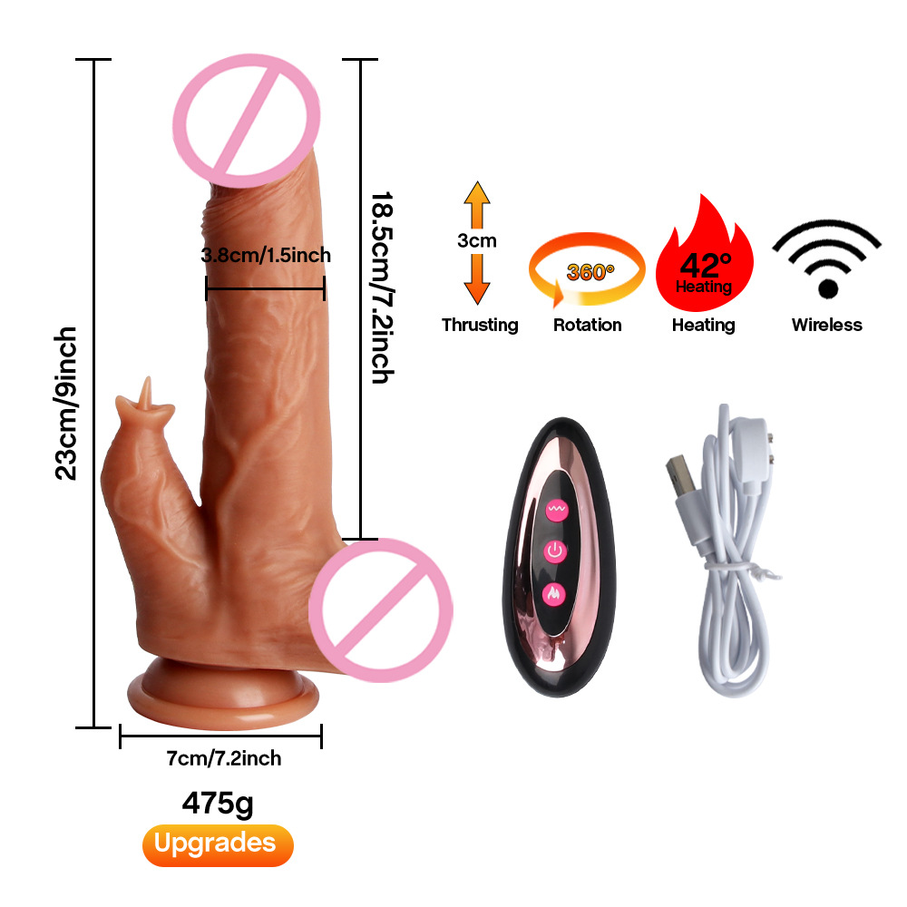 Electric Wireless Female Masturbation Device, Heated Tongue Licking Dildo, Simulated Silicone Dildo, Soft Flesh, Adult Sex Products