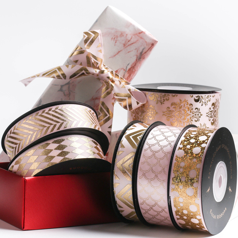 Gilding Ribbon diy Bow Hair Accessories Flower Materials Wedding Cake Gift Box Packaging Sweet Lovely Wind Ribbon