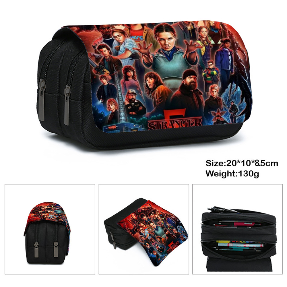 Stranger Things 5 Pencil Bag Large Capacity Multi-Layer Storage Wear-Resistant Oxford Cloth Student Stationery Bag Ready for Delivery