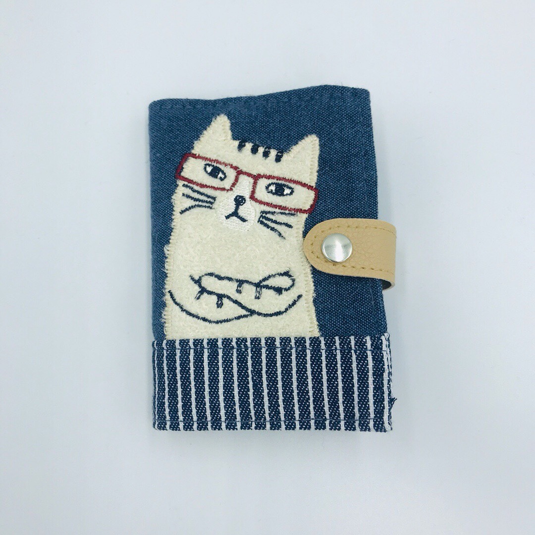 Export Japanese Embroidery Cute Cartoon Cat Card Holder Card Holder Card Holder Multi-Layer Card Holder