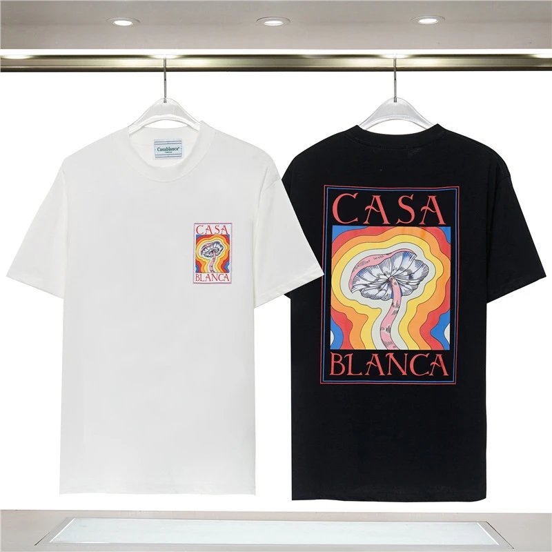 T-shirt with printed short-sleeved Ca shirt front and rear fashionable European loose spot shirt inside letters, same for men and women