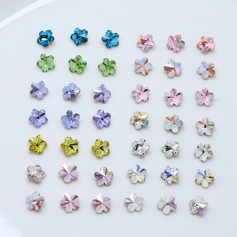 Dongzhou Crystal 6*6 small flower nail drill plum blossom special-shaped K9 pointed bottom drill nail jewelry pile drill factory wholesale