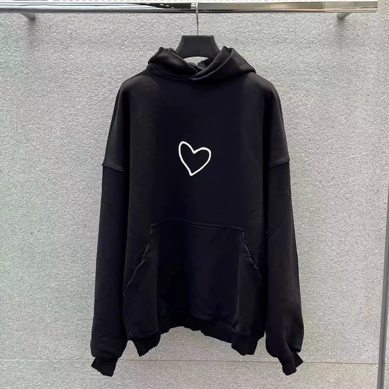 460g Parisian Qixi Love Co branded Silicone Printed Hooded Sweater Couple Autumn/Winter Pullover Male