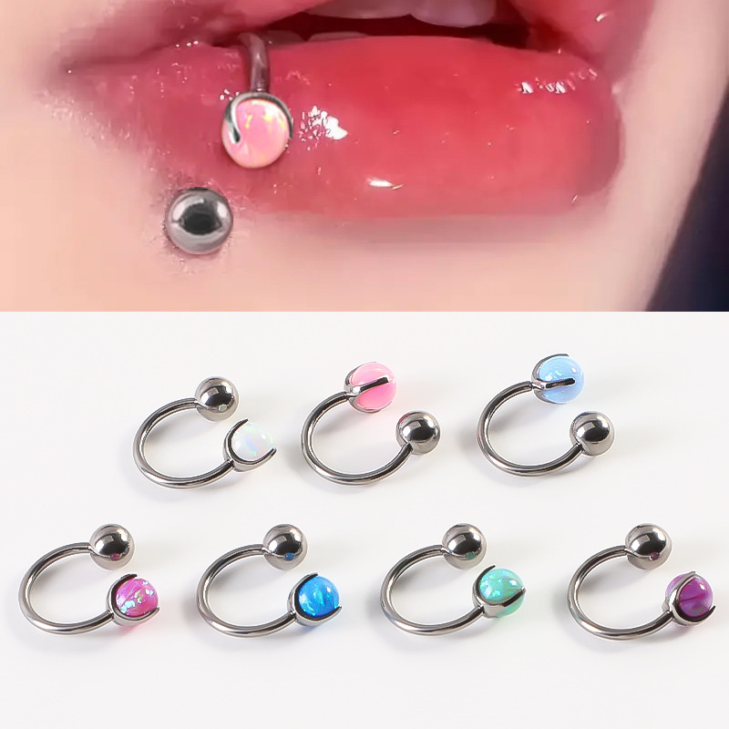 F136 Titanium Alloy Lip Ring Inner Tooth Lip Nail G23 Titanium Steel Claw Opal Nose Ring Nose Medium Cadmium Earrings Luxury Human Body Wear