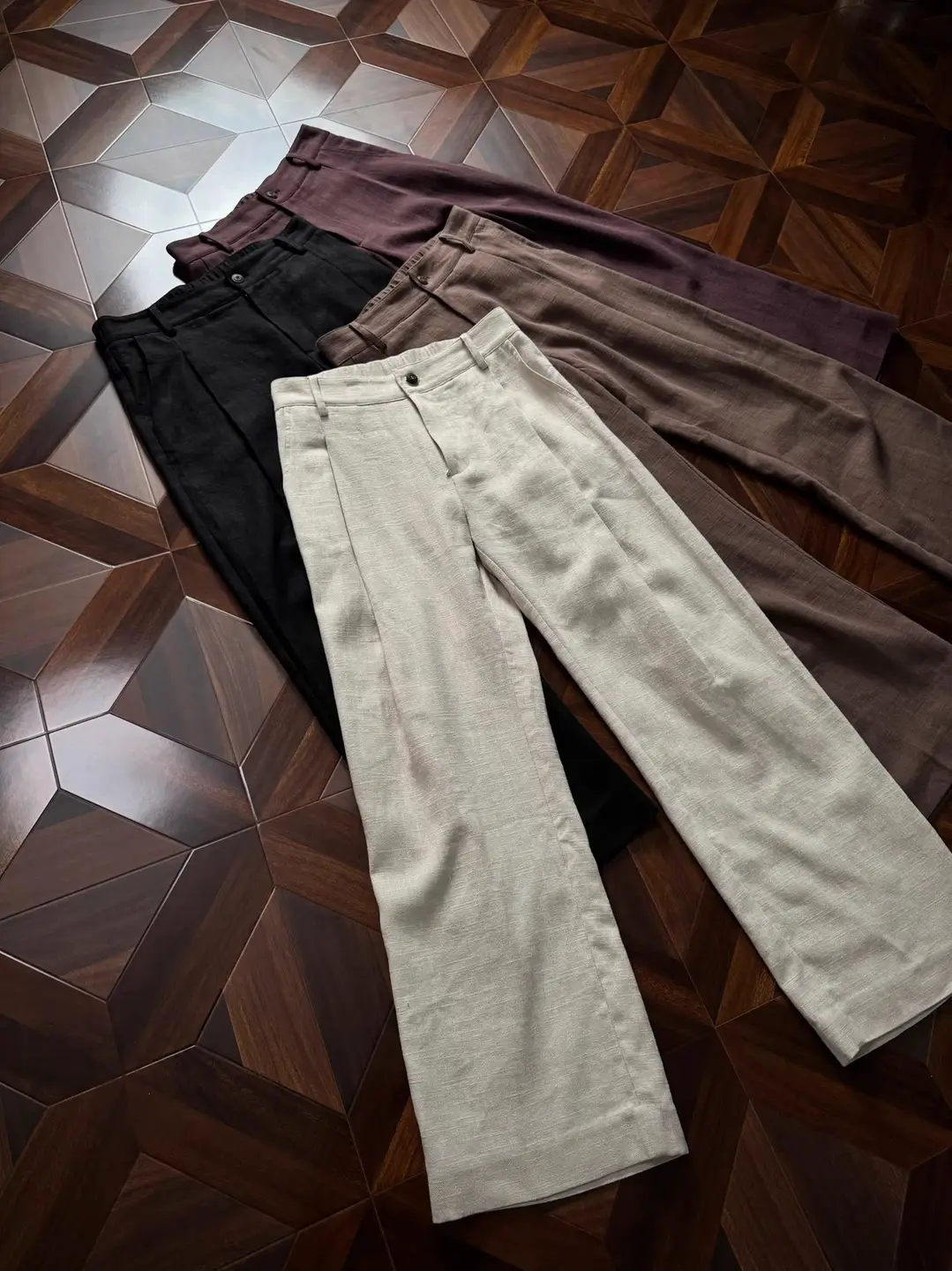 Jmwh 70% High-Definition Linen Trousers A-Line Version with Fully Hemmed Lining Summer New Luxury Straight Casual Trousers