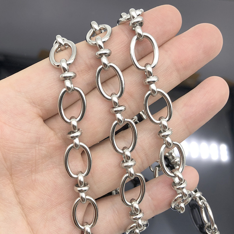 Stainless Steel 8-Shaped Chain Oval Cross Chinese Knot Chain Punk Necklace Bracelet DIY Jewelry with Chain Trouser Chain in Stock