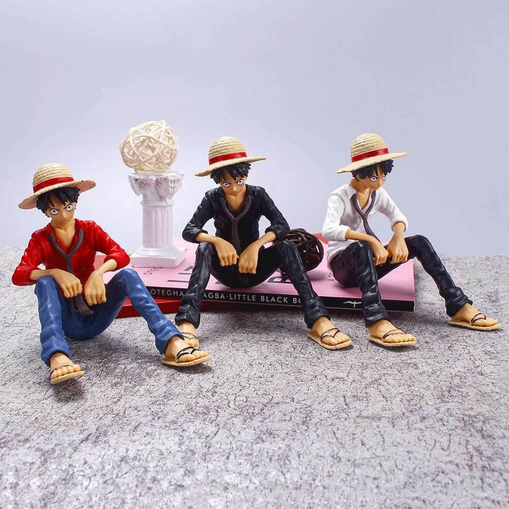 Solid PVC Sitting Position Luffy Hand-made Decoration Cake Decoration Pirate Animation Hand-made Car Doll Jewelry