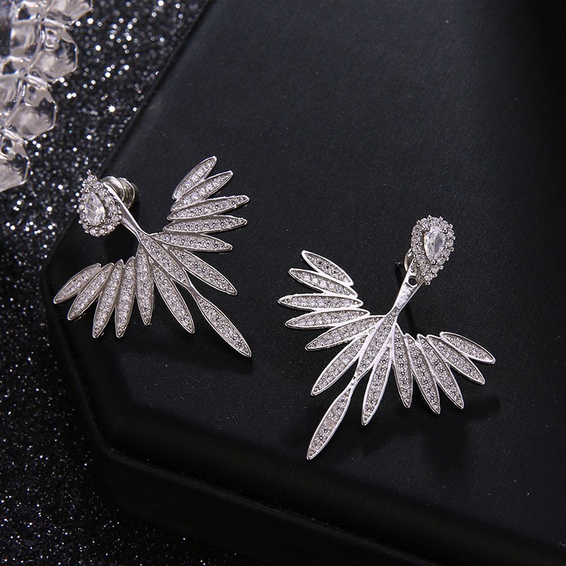 Cross-Border New Style Zircon-Encrusted Angel Wing Earrings, Fashionable Retro High-End Design, Trendy and Versatile Earrings Wholesale