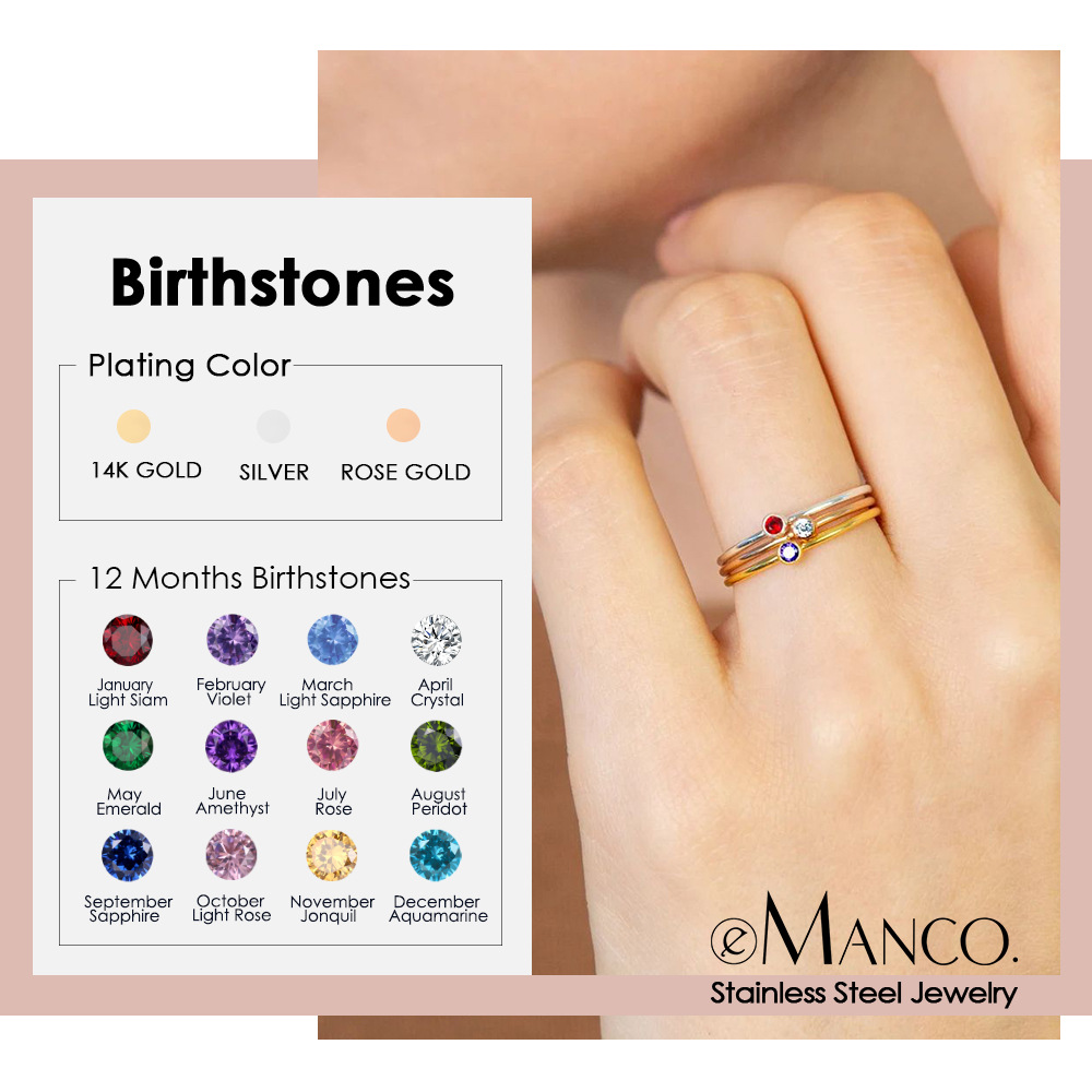 Emanco New Stainless Steel Ring Women's Simple Niche Diamond Ring Cross-Border Zircon Bracelet Ring Wholesale