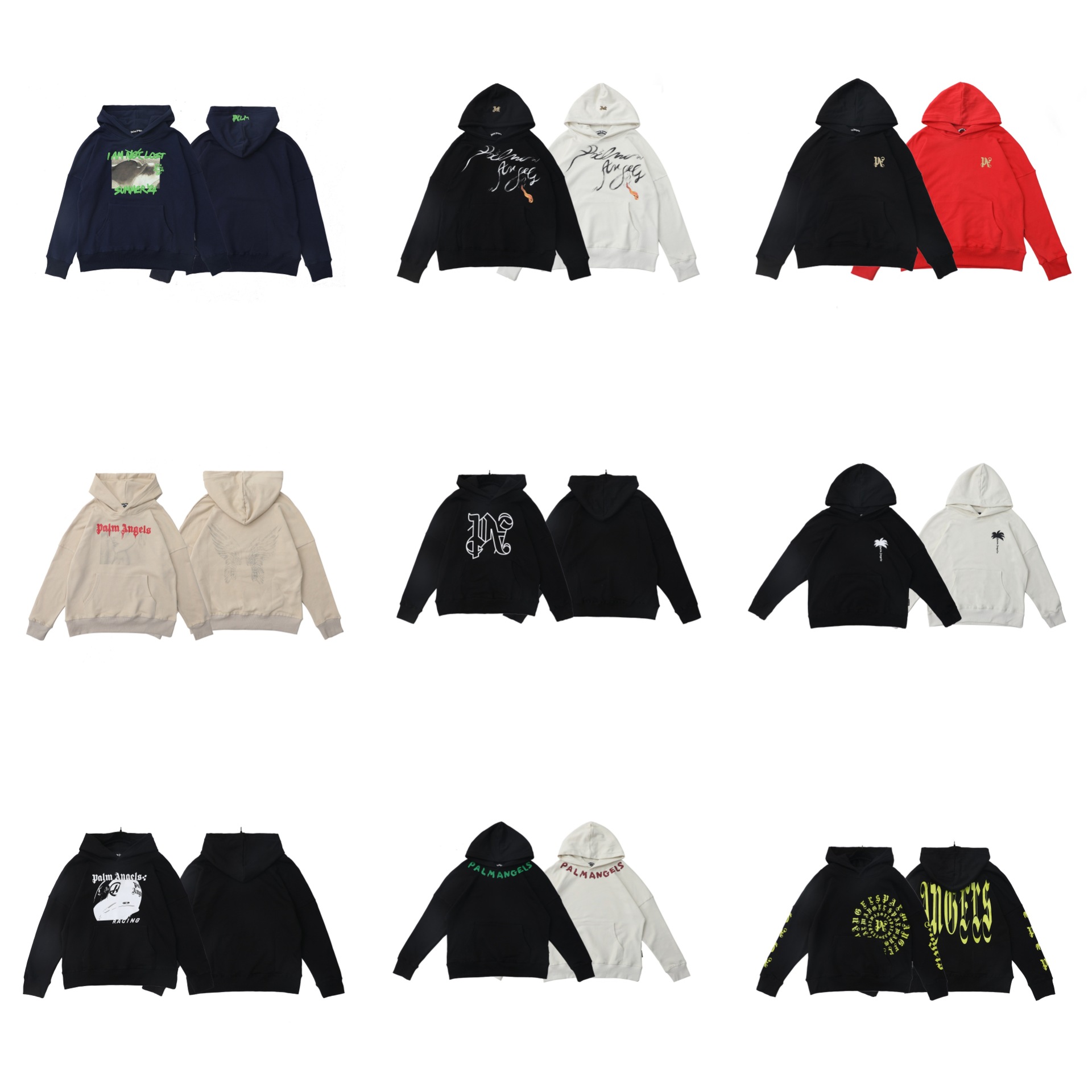 Fashionable Brand Palm Angels Pullover Hooded Autumn and Winter New Sweatshirt Digital Printed Hoodie Same Style for Men and Women