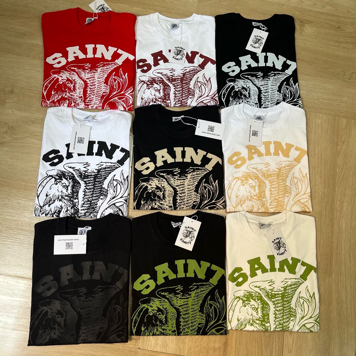 New European and American Style Saint Vanity ins Same Style Letter Print Casual Short-Sleeved T-Shirt