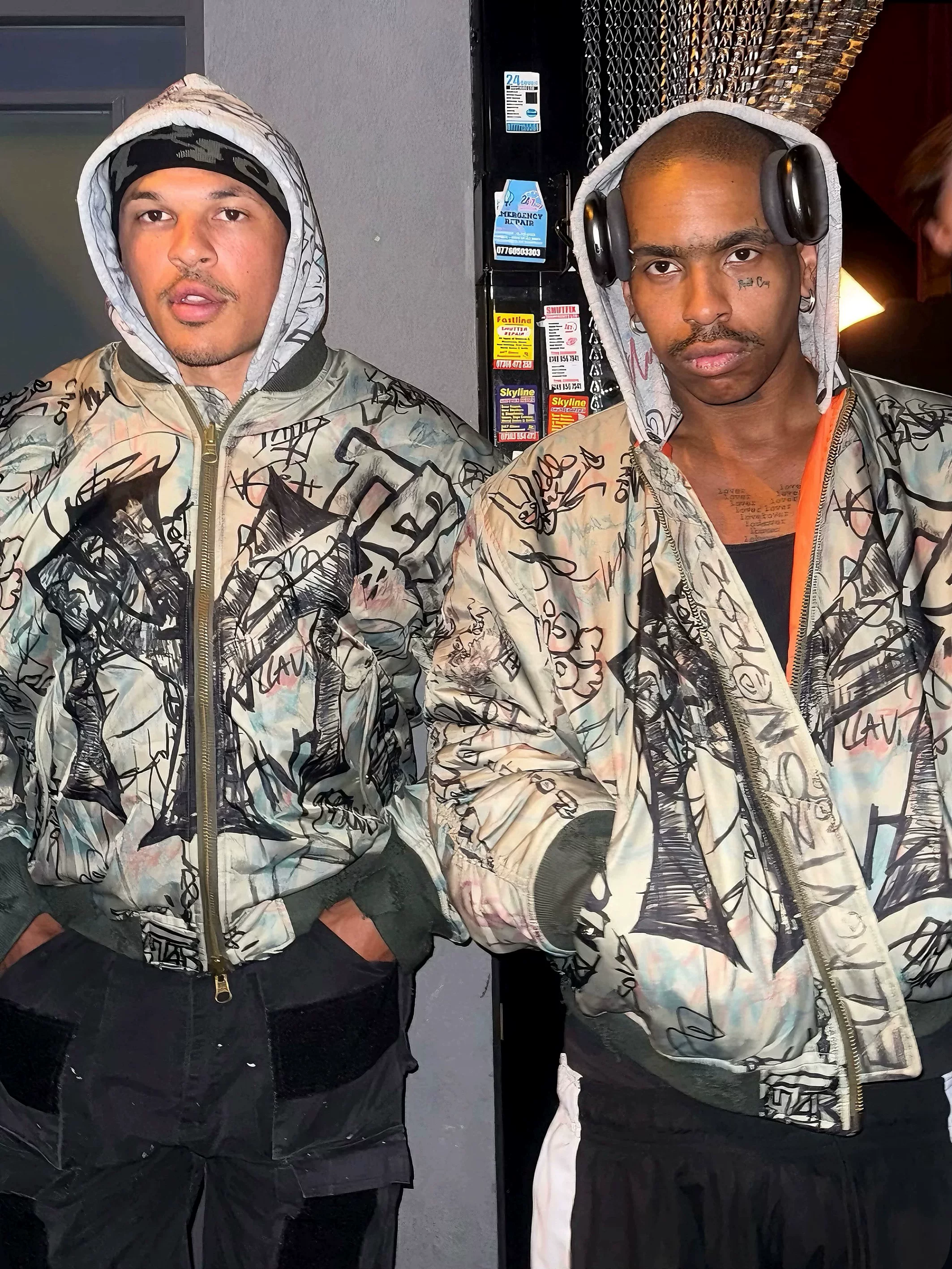 Mowalola MY City hand drawn graffiti destroyed Ma1 hooded jacket Bomber cotton jacket Opium