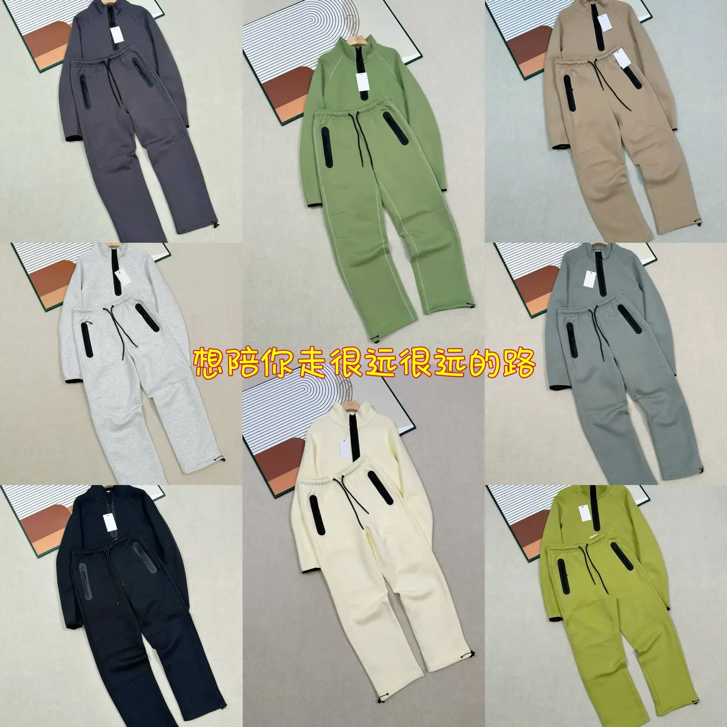 Suit 2026 Spring and Autumn New Style Men's and Women's Stand Collar Half-Zip Cardigan Sweatshirt Jacket and Sweatpants Casual Sports Suit