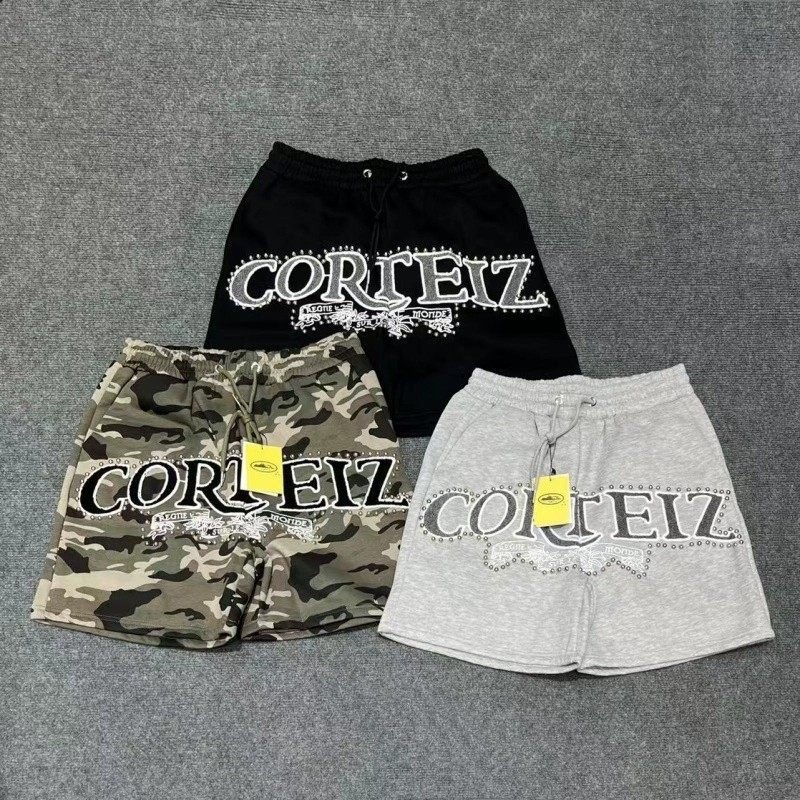 Trendy Alcatraz Embroidered Letter Beaded Shorts Street Hip-Hop Casual Unisex Straight-Leg Knee-Length Shorts QC 写真 1688 Qualit.ly