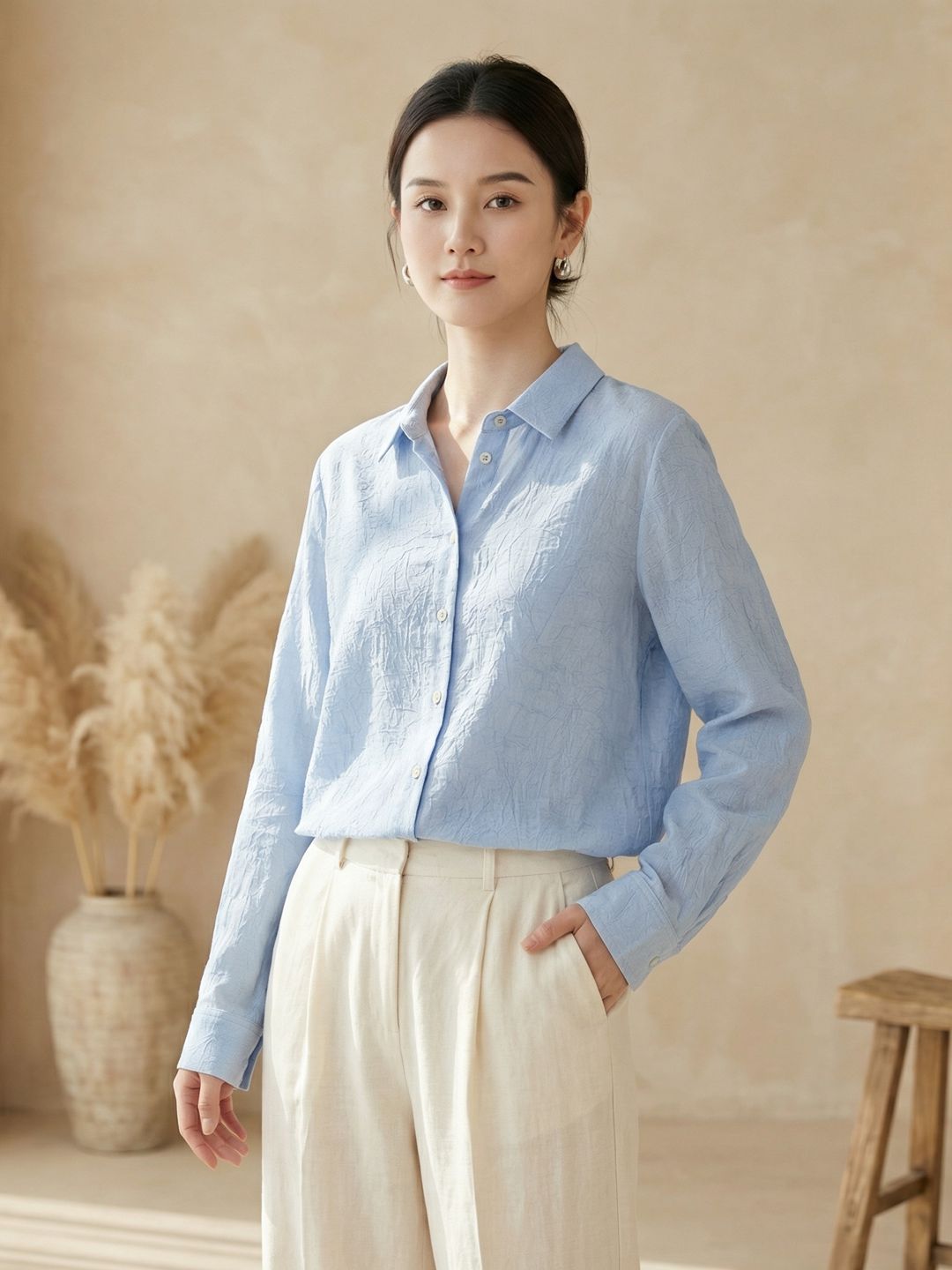 New Linen Shirt for Women, Summer Relaxed Style Long-Sleeved Shirt, Tencel Thin Sun-Protective Outerwear, Mid-Length Top
