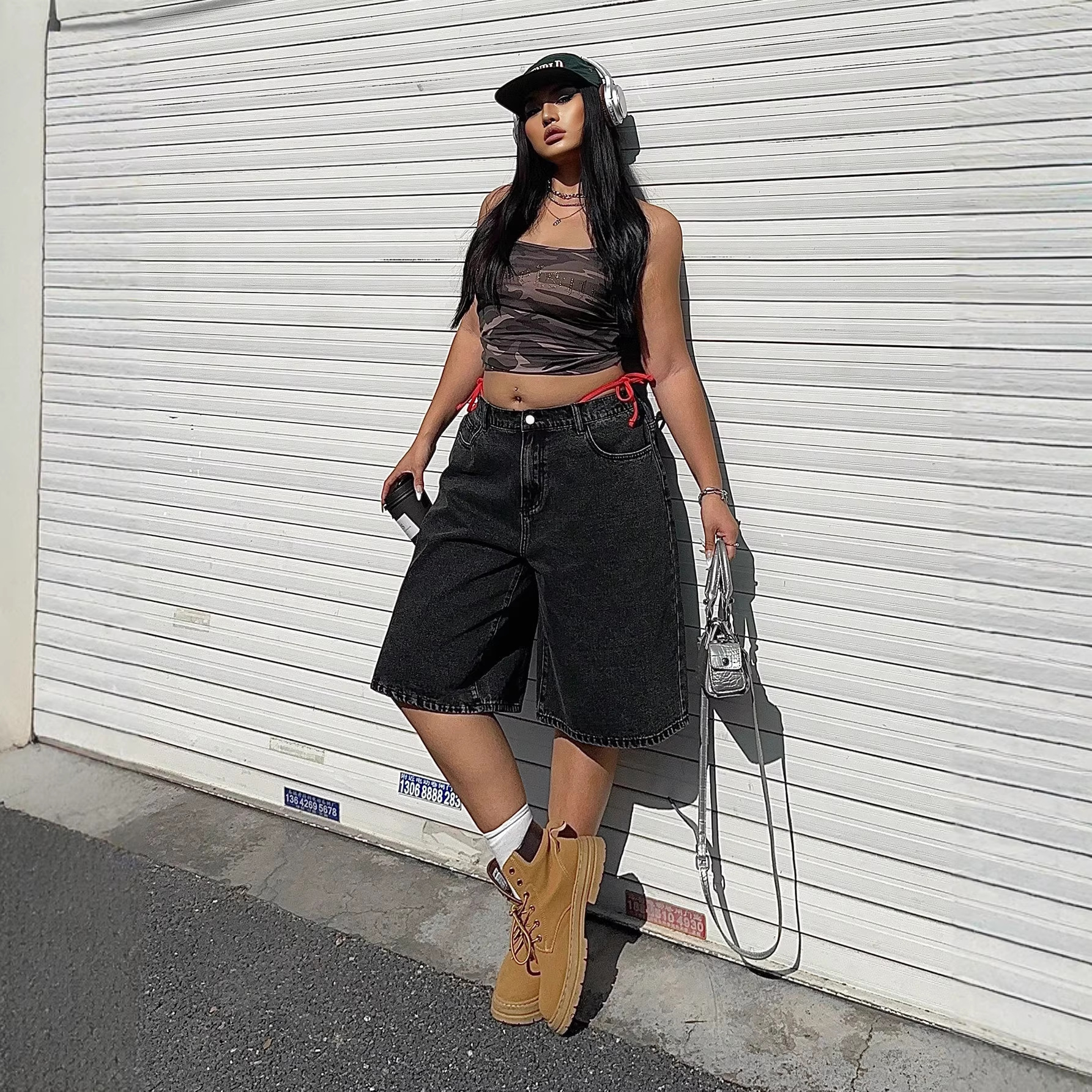 2026 European and American Style Plus-Size Vintage Denim Shorts, Loose Straight Mid-Length Pants, American Street Style, Exclusively for Cross-Border Sales