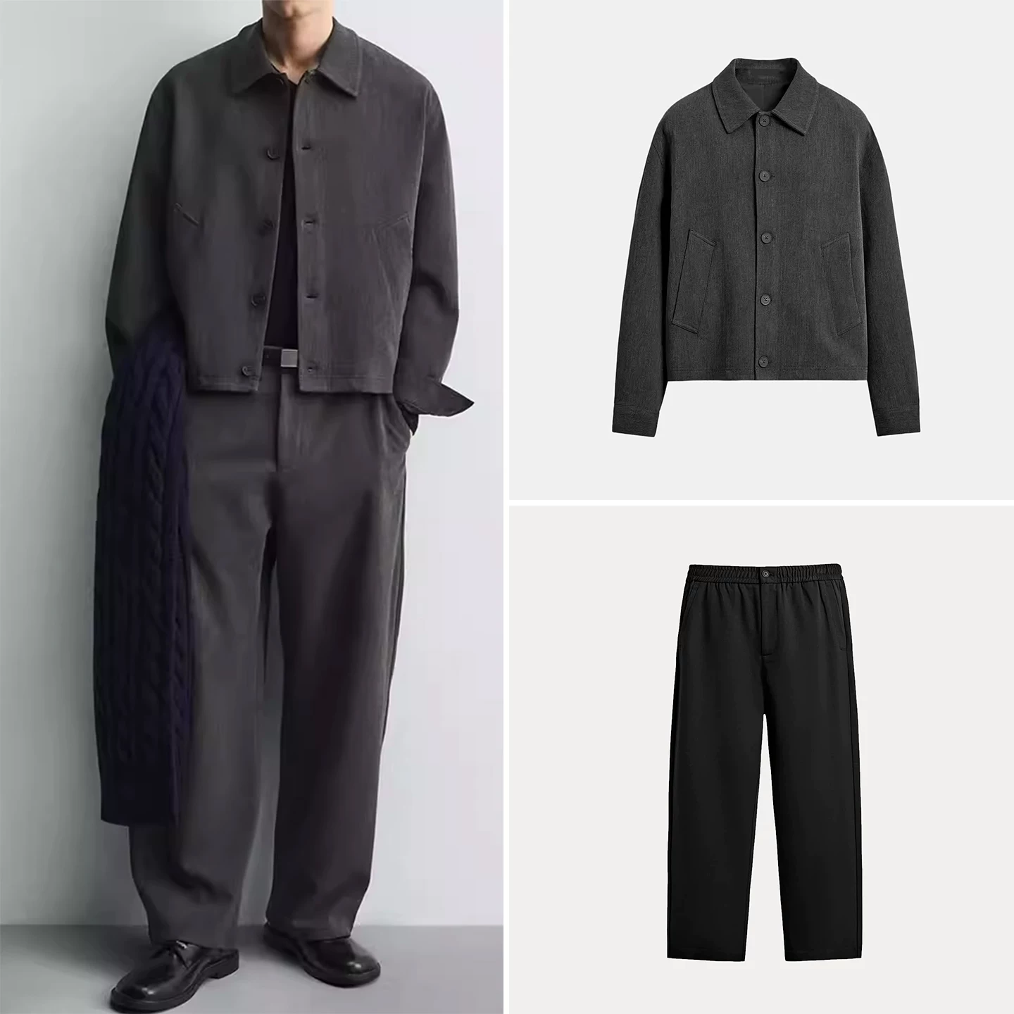 Cabinet 649! 2025 Winter New Men's Fashion Long Sleeve Shirt 6861901 Casual Pants 6861955