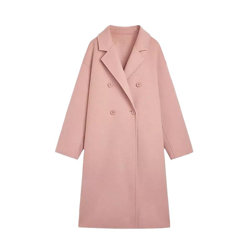 Korean style gentle suit collar woolen coat for women autumn and winter 2023 lazy Hepburn style loose long woolen coat for women