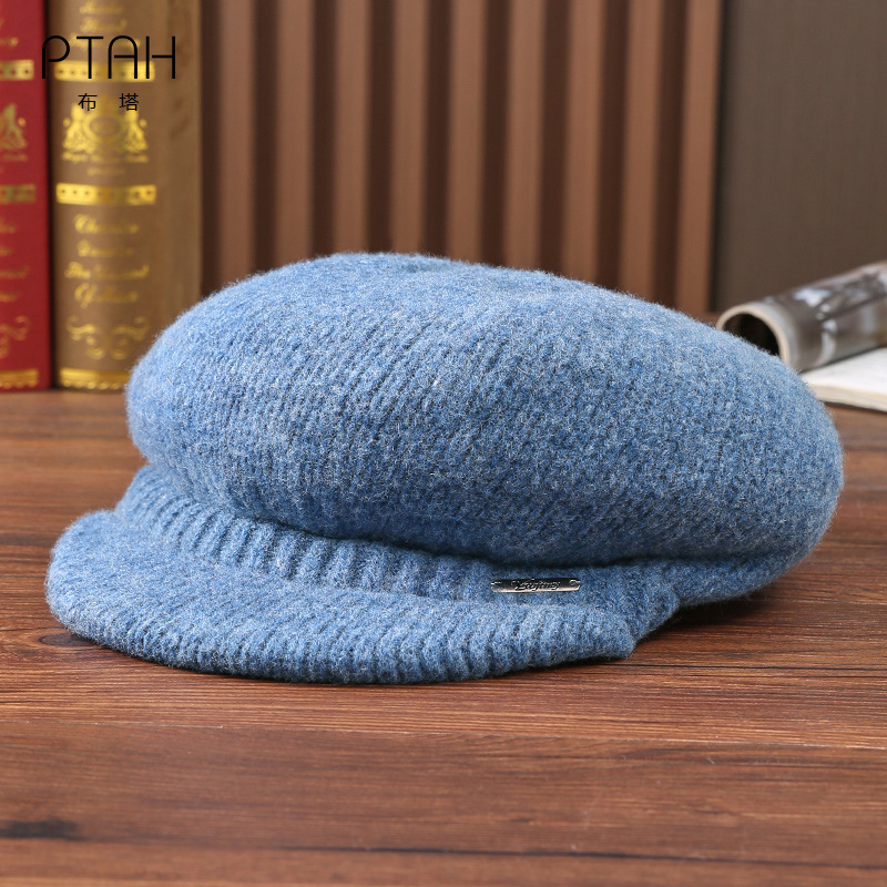 Buta Korean Style Women's Autumn and Winter All-match Cap Fashion Wool Cap Travel Knitted Warm Cap 8133