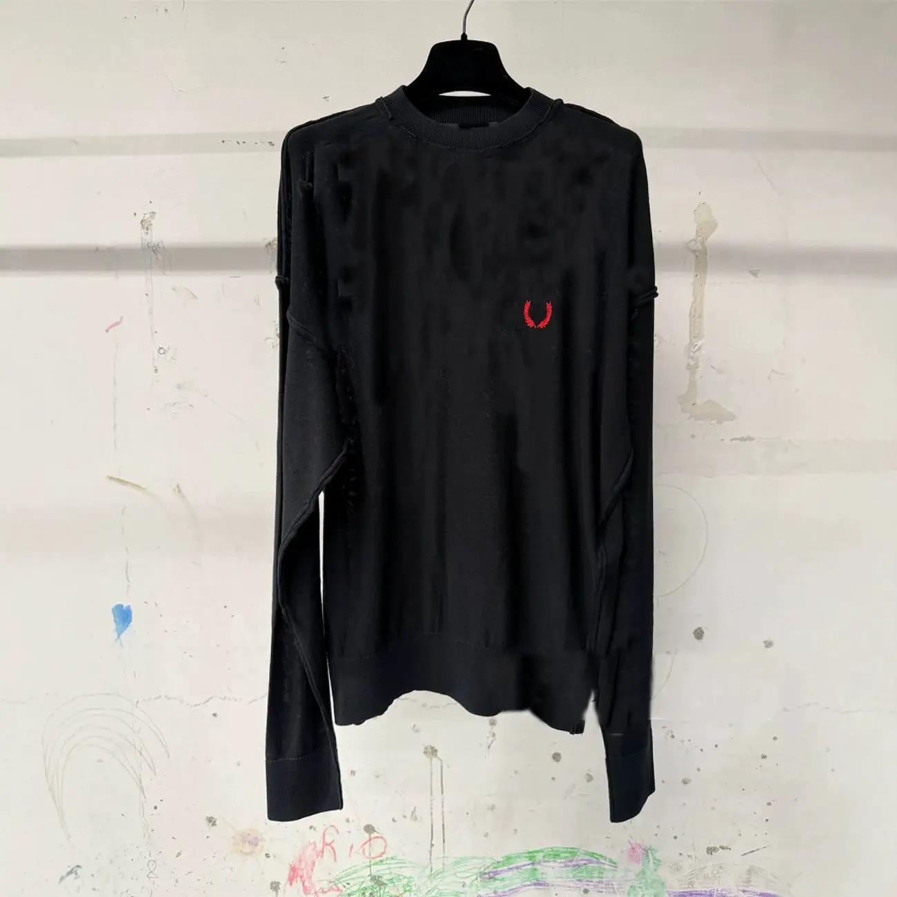 Ceiling! Paris-Style Wheat Spike Embroidery Distressed Knit Sweater for Men and Women, Autumn and Winter 25Fw Warm Pullover Trendy Top