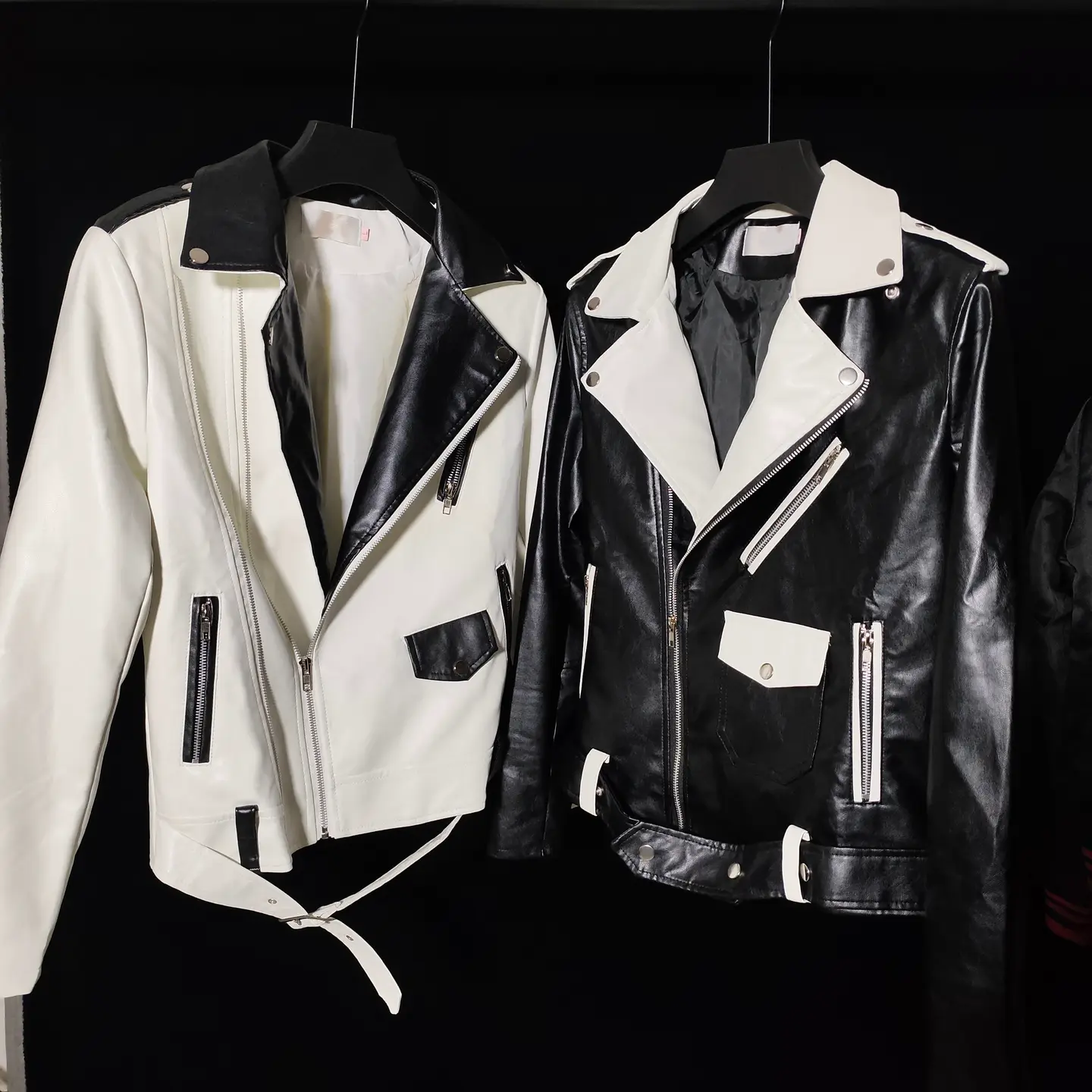 [In stock] Early Dad SLP style black and white leather jacket, high street luxury fashion, casual versatile leather jacket for men and women