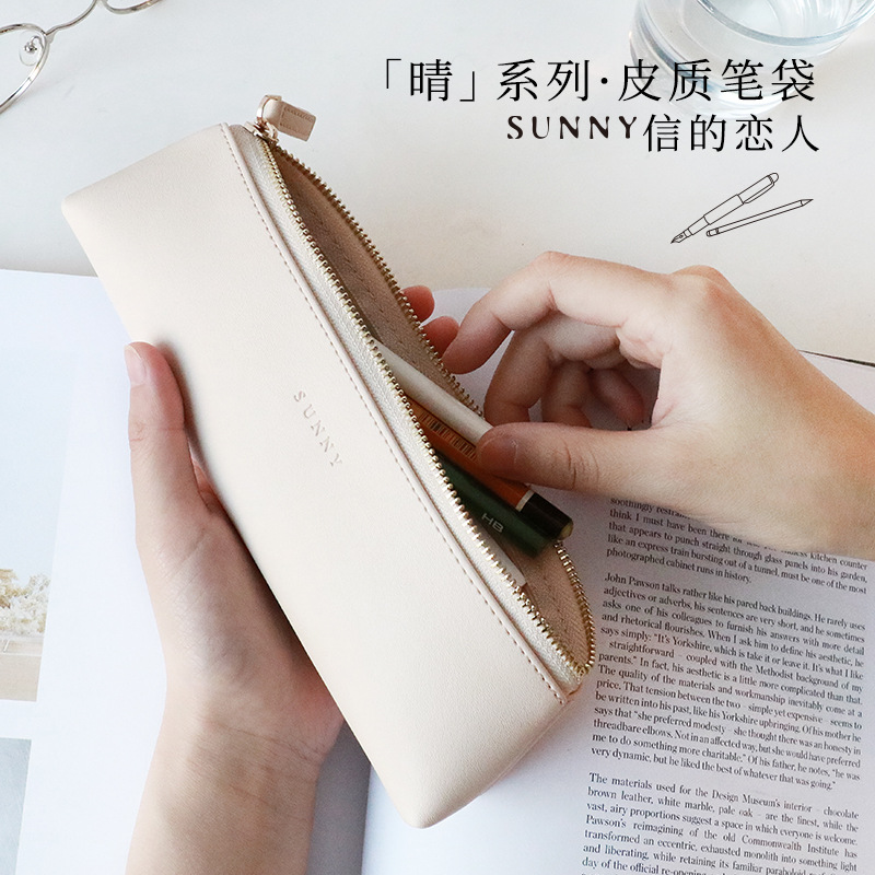 Letter Love Quality Triangular Pencil Bag Qing Series Creative Casual Fresh Student Stationery Pencil Portable Zipper Storage Bag