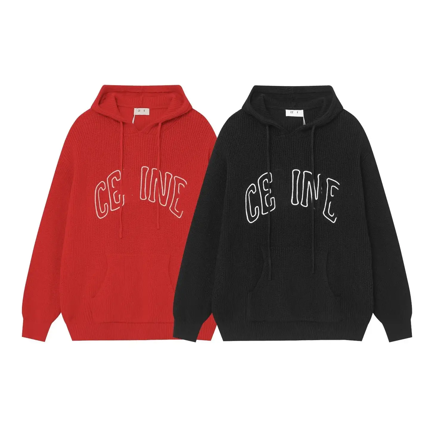 high quality Early Autumn New CEL Letter Embroidered Logo Loose Casual Hooded Pullover Knitted Sweater for Men and Women