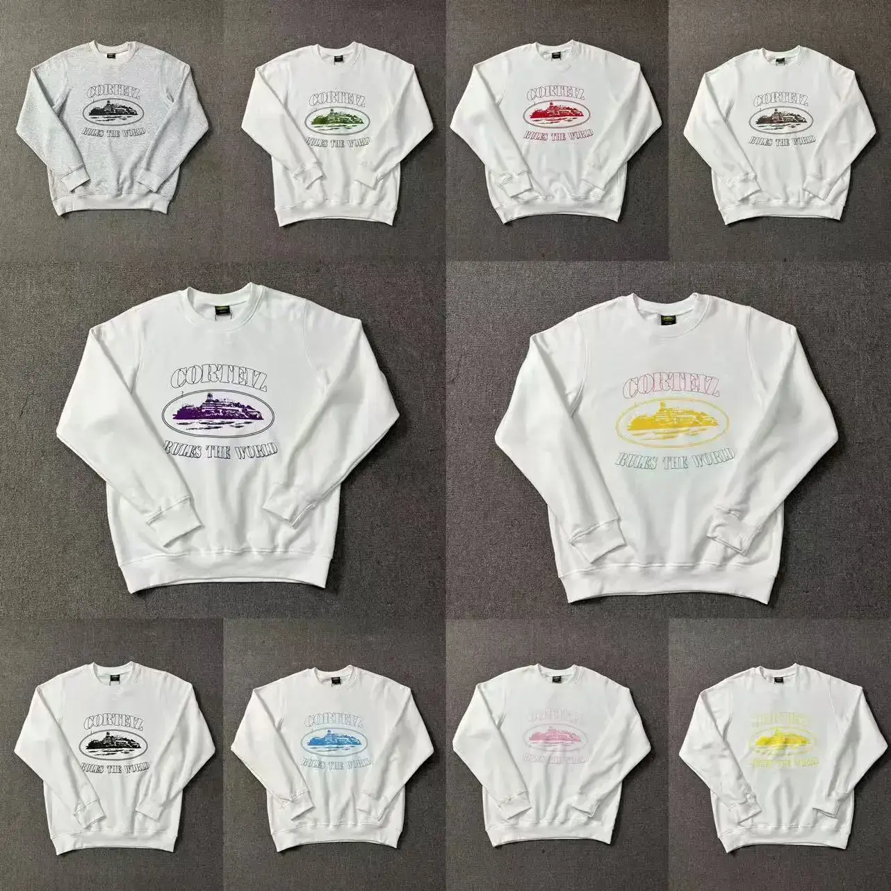 Corteiz Series Round Neck Letter Logo Printed Men's and Women's Fashionable Long-Sleeved Round Neck Sweatshirt