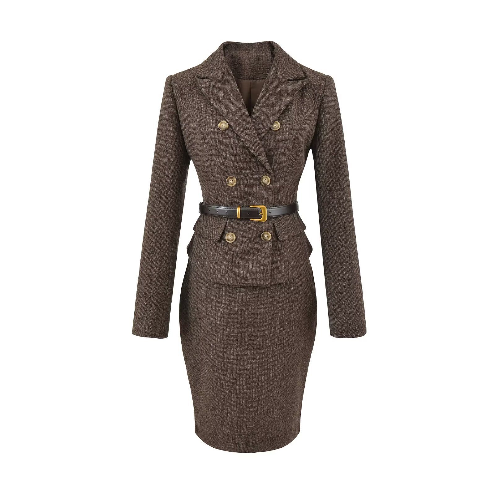 Autumn Waist Slimming Design Pure Lust Style Commuter Suit Top + Hip-Covering Skirt Suit for Women
