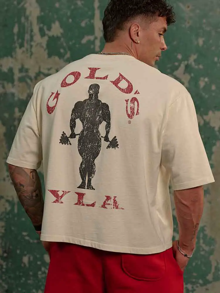 YLA Collaboration GOLDS American Loose Cotton Men's T-shirt Street Trendy Casual Short Sleeve Fitness Exercise Top Summer