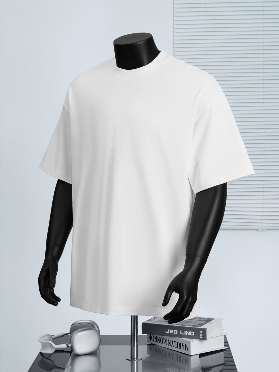 Fashionable Brand Black and White Combed Cotton Round Neck Short-Sleeved T-Shirt for Men Pure Color Summer New American West Coast Tops for Women Ins