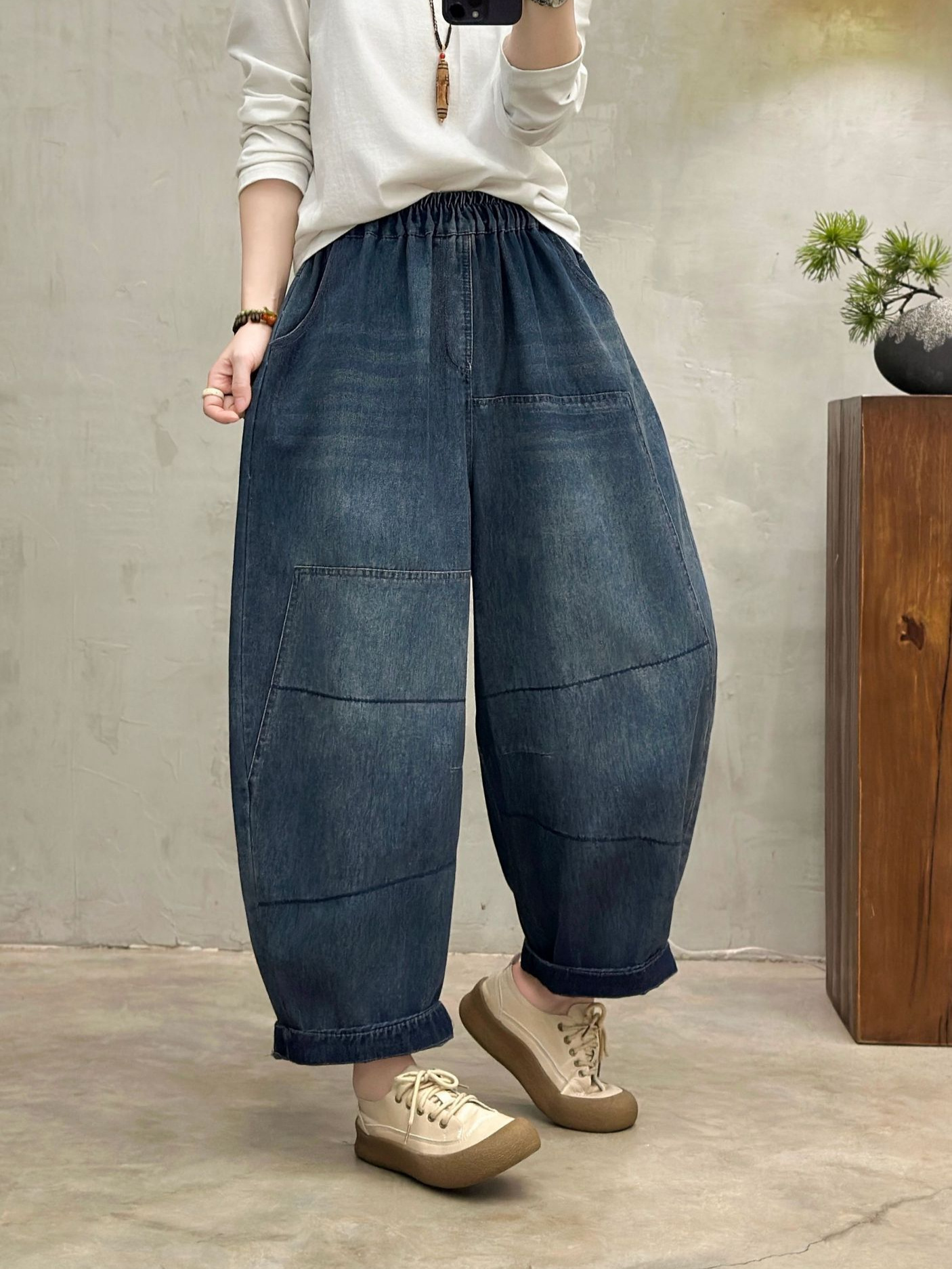 Spring 2026 Women's Cropped Jeans, Harem Pants, Loose Casual Korean Style Embroidered New Pants, Slimming Pants