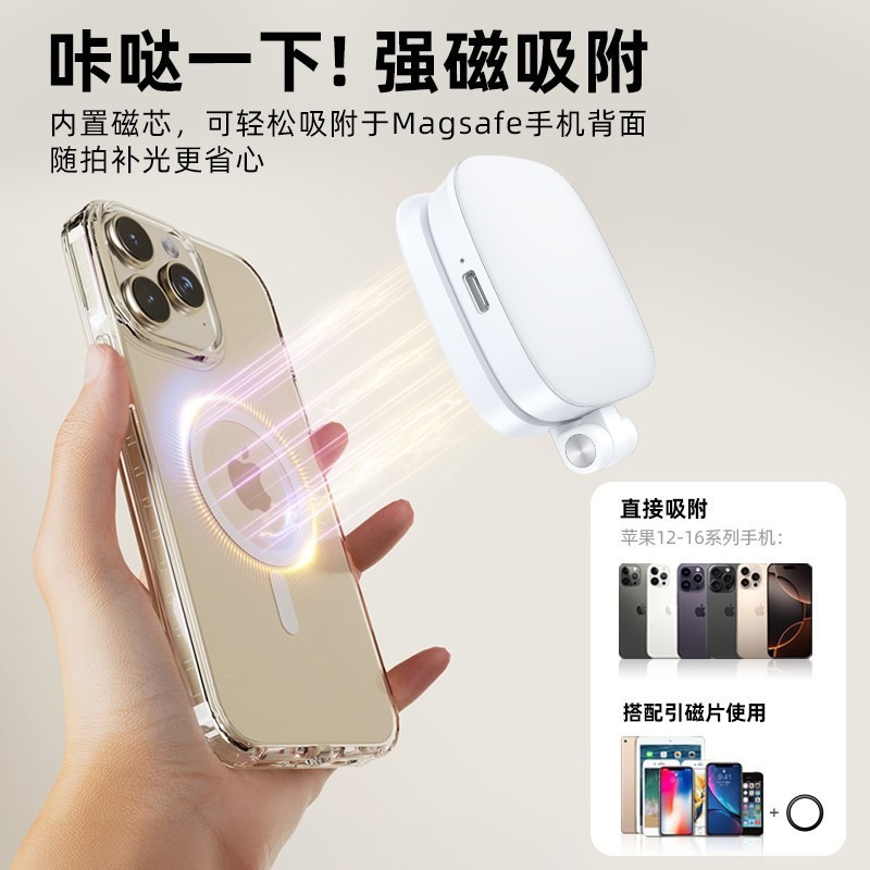 New Mobile Phone Magnetic Fill Light Makeup Mirror for Live Streaming, Selfies, and Photography, Mini Portable Foldable Pocket Beauty Light